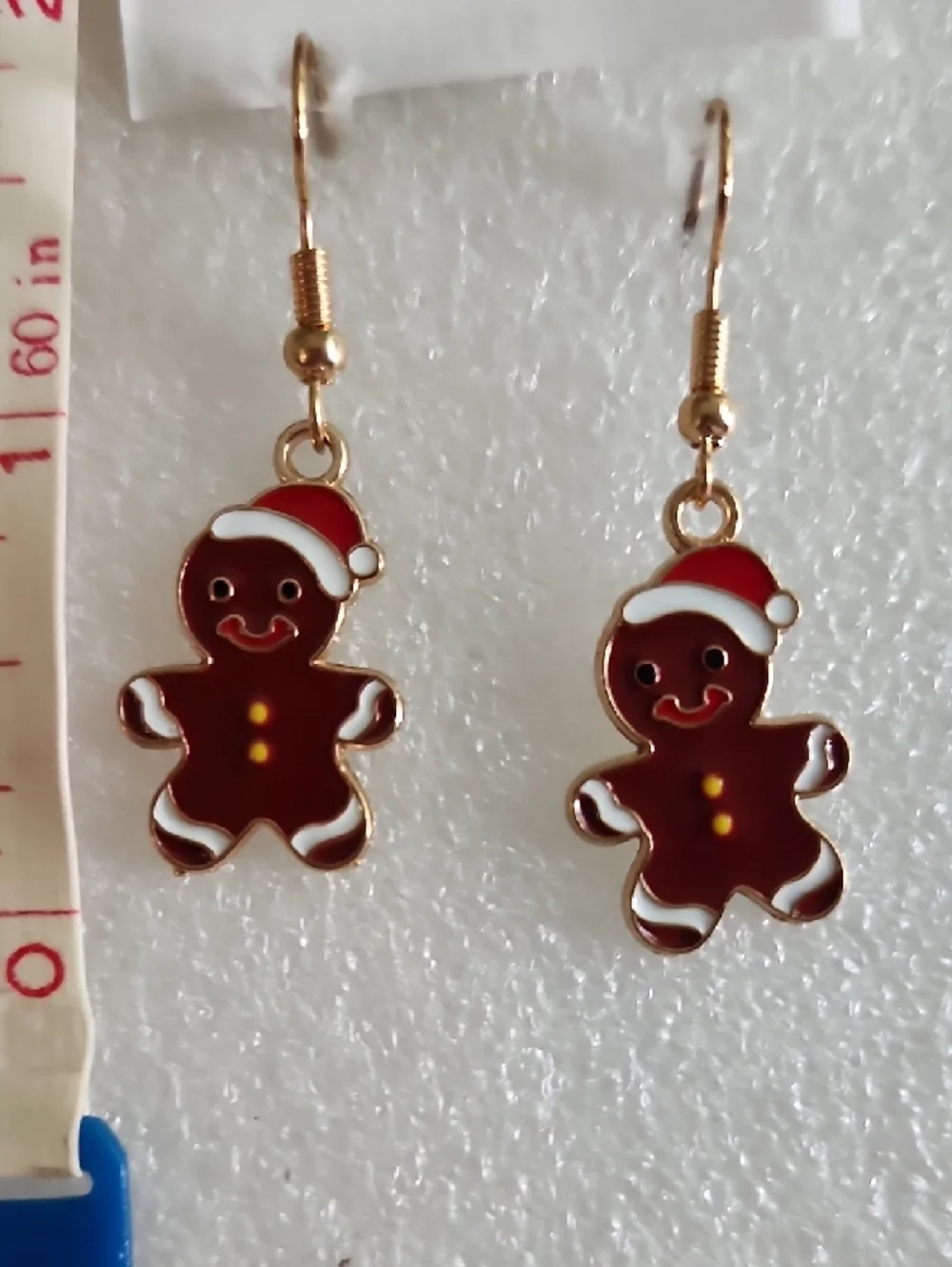 Hand Crafted Red Gingerbread Santa Hat Earrings